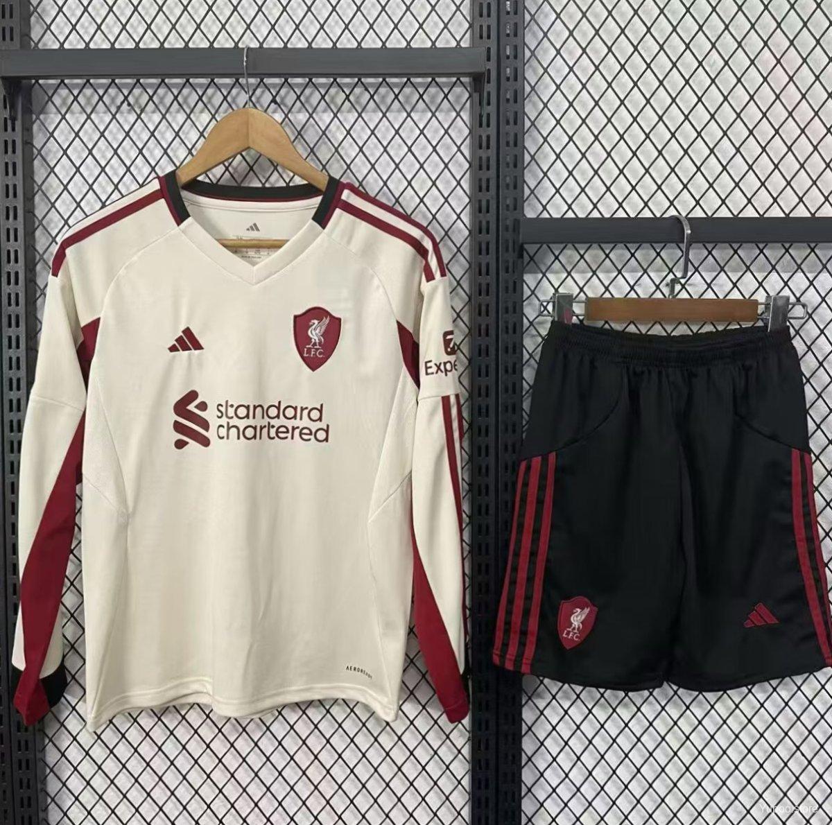 Kit Liverpool Alternativo Manga Comprida Criança 2025/2026